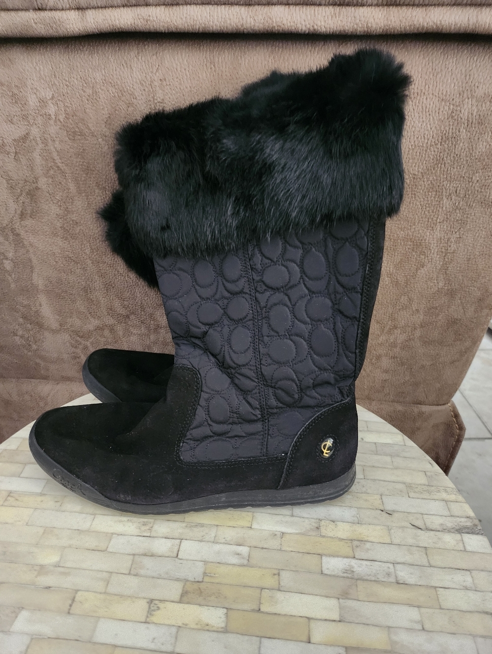 Coach Talen Suede Quilted Winter Boots size 9.5